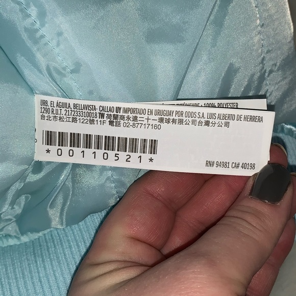 🔹BABY BLUE BOMBER JACKET, Satiny, Charlotte Russe - Picture 12 of 16